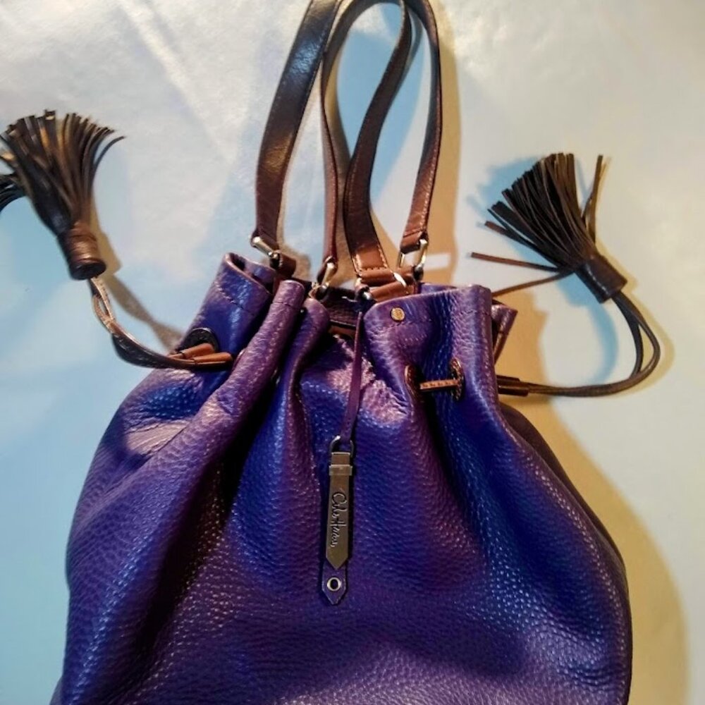 Cole Haan purple-eggplant with chocolate trimmings leather bag - Picture 2 of 16